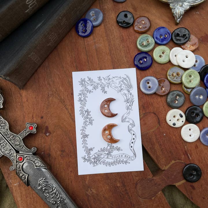 Silver Beast Studio - Wholesale Sewing Button/Snap - 18mm Moon Buttons (set of 2)4