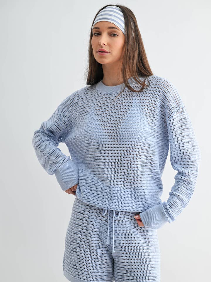 Maglione all'uncinetto arioso per la vendita all'ingrosso da parte di Mono B