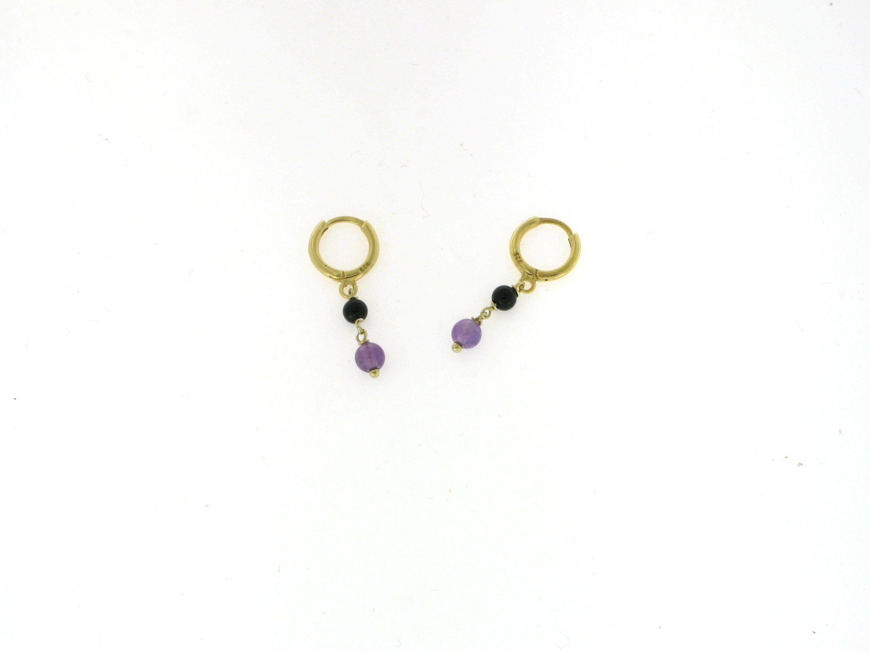 Yneda Jewels - Wholesale Dangle Earrings - Onyx-amethyst earrings, silver 925 hoops, gemstone earrings.5