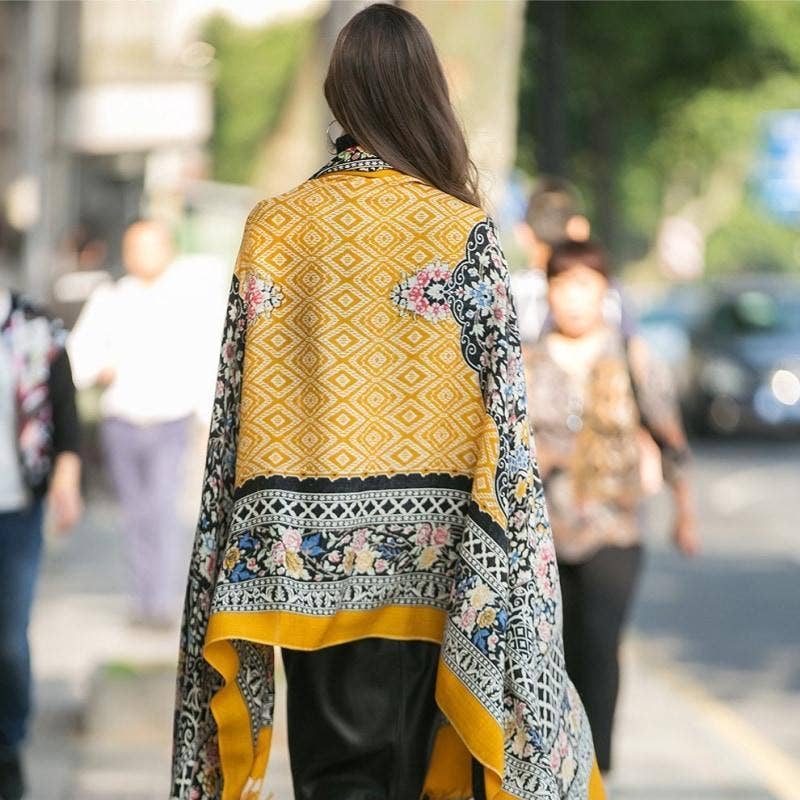 Scarflings - Wholesale Scarf - Women's - Harlequin Canary Wool Shawl - Yellow2