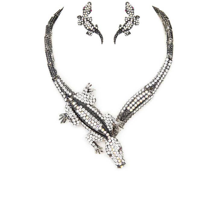 Artini Accessories - Wholesale Jewelry Set - Crystal Crocodile Statement Necklace Set2