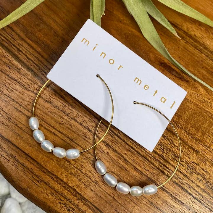 freshwater pearl hoop earrings for wholesale by minor metal jewelry