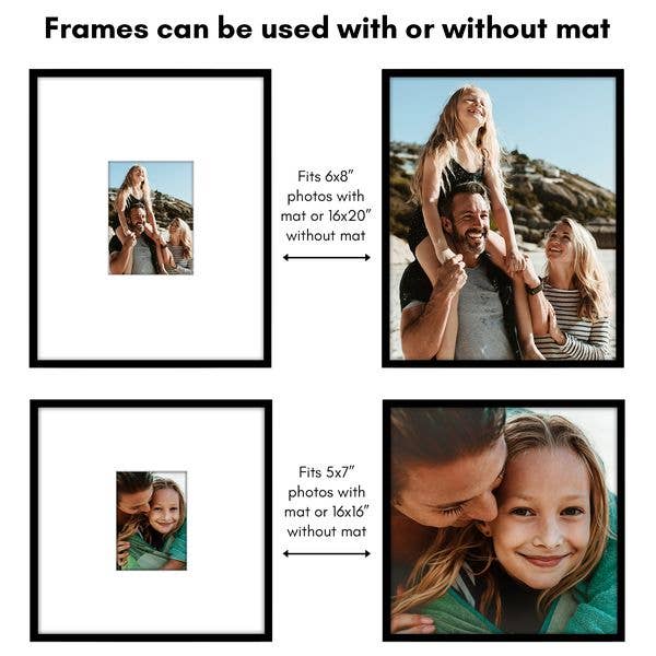 Black Set of 4 Picture Frames Gallery Wall - (2) 16x20, (2) 16x16 for wholesale on Faire4
