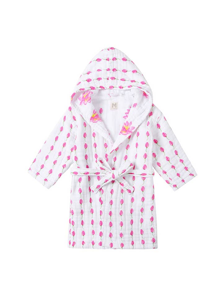 Roupão de Musselina com Capuz para Crianças - Jardim Encantado (Lótus) por atacado de MALABAR BABY, Consciously Crafted For You.
