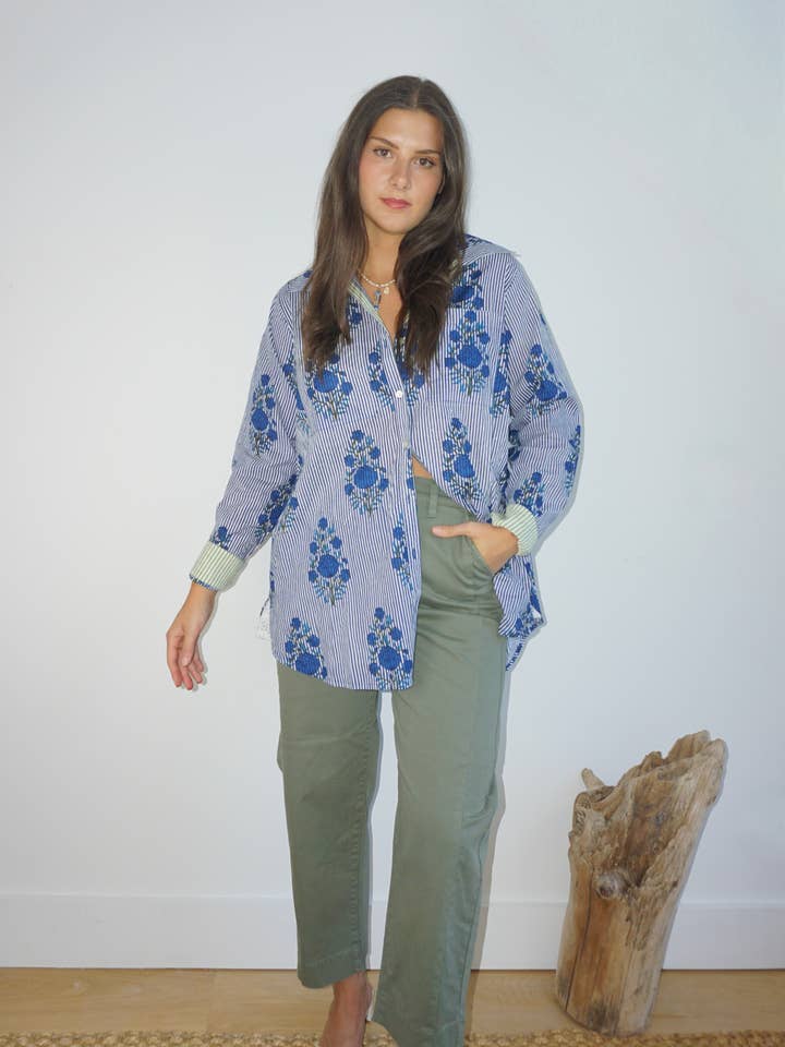 Dana Shirt in marineblauwe blokstreep voor wholesale door NIBI MTK