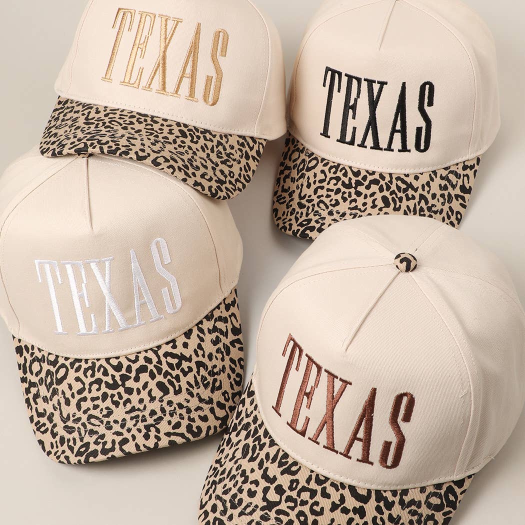 Fashion City - Wholesale Trucker Hat - Unisex - TEXAS Embroidery Leopard Two-Tone Trucker Hat16