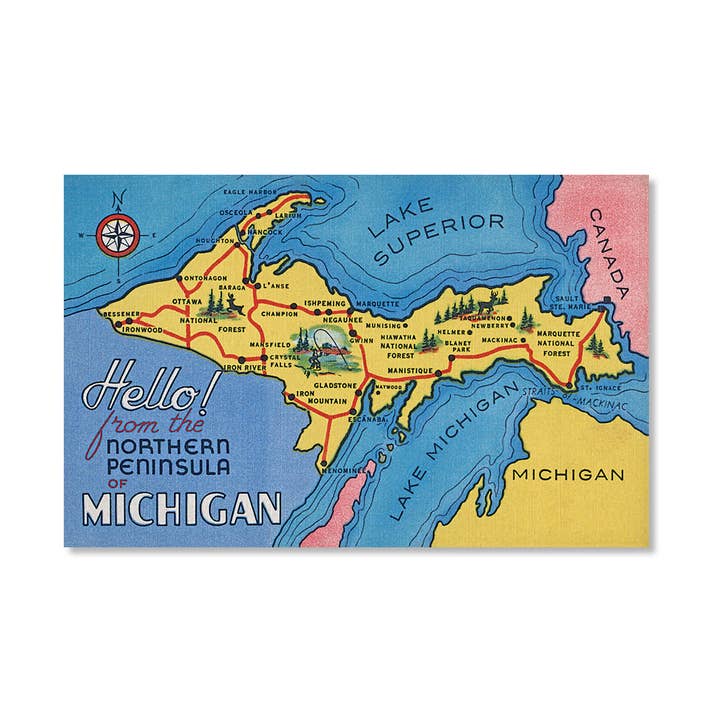 Hello from the Northern Peninsula Postcard for wholesale by Peninsulas