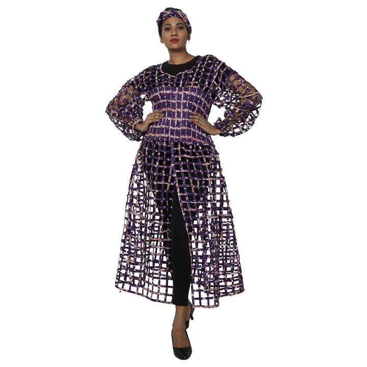 African Stars - Wholesale Dress - Women's - Women's Long Sleeve Smocked Bodice Cage Dress -- FI-ST1221