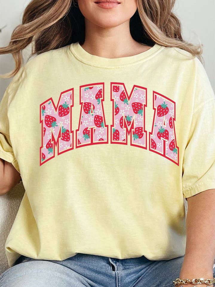 Wholesale Accessory Market - Wholesale Screen Printed T-Shirt - Women's - Strawberry Fields Mama Comfort Colors Adult Cotton Tee