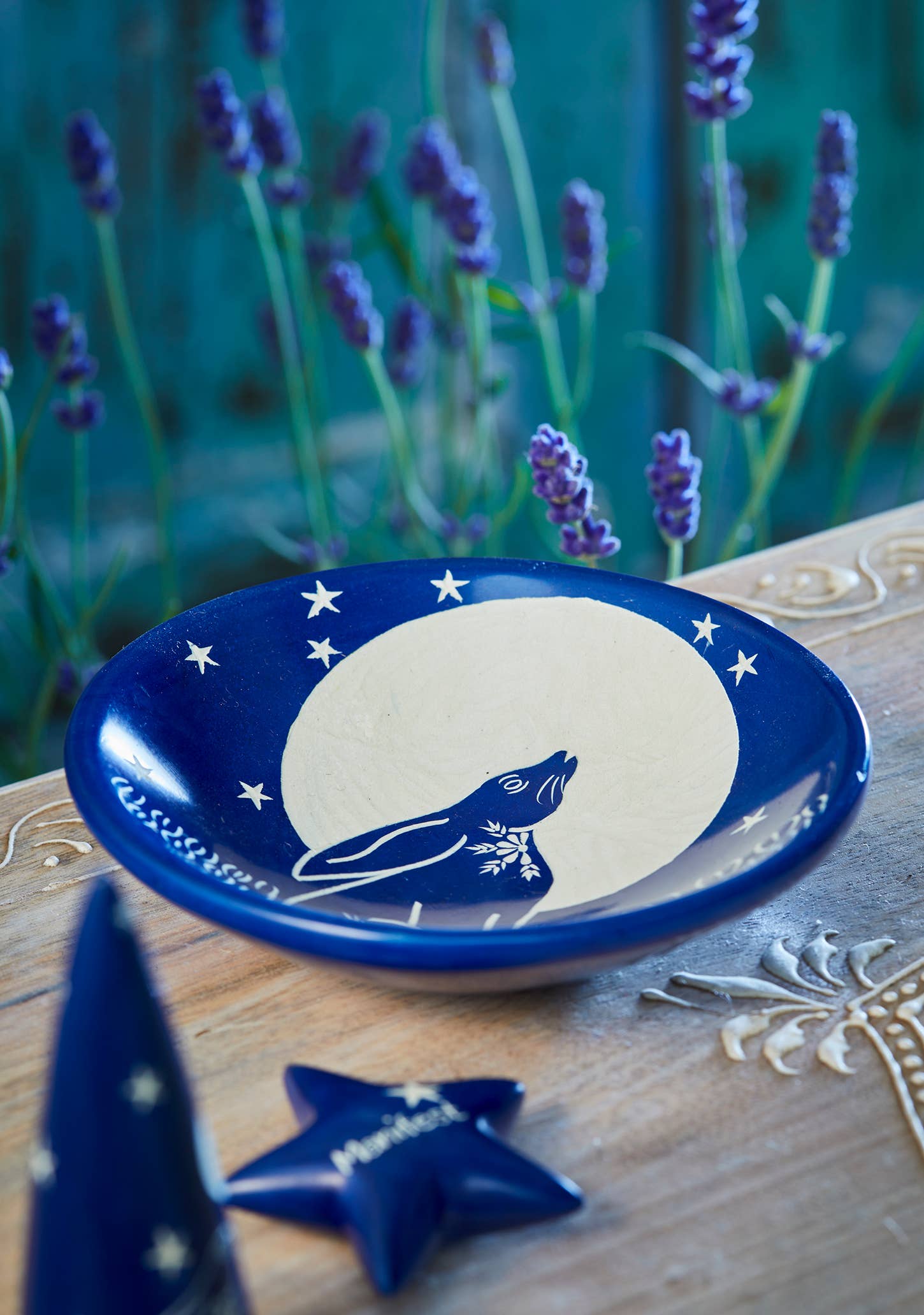 Namaste - Venta al por mayor Joyero de plato - Plato para abalorios Hare Moon, color azul2