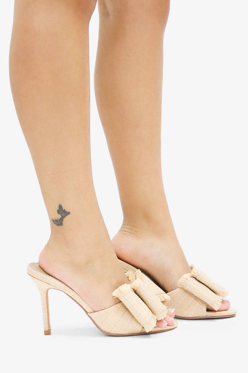 Lemonade Shoes - Wholesale High Heels - Women's - BEACH HOUSE - Raffia Bow Mules, Woven Finish, Stiletto Heel11