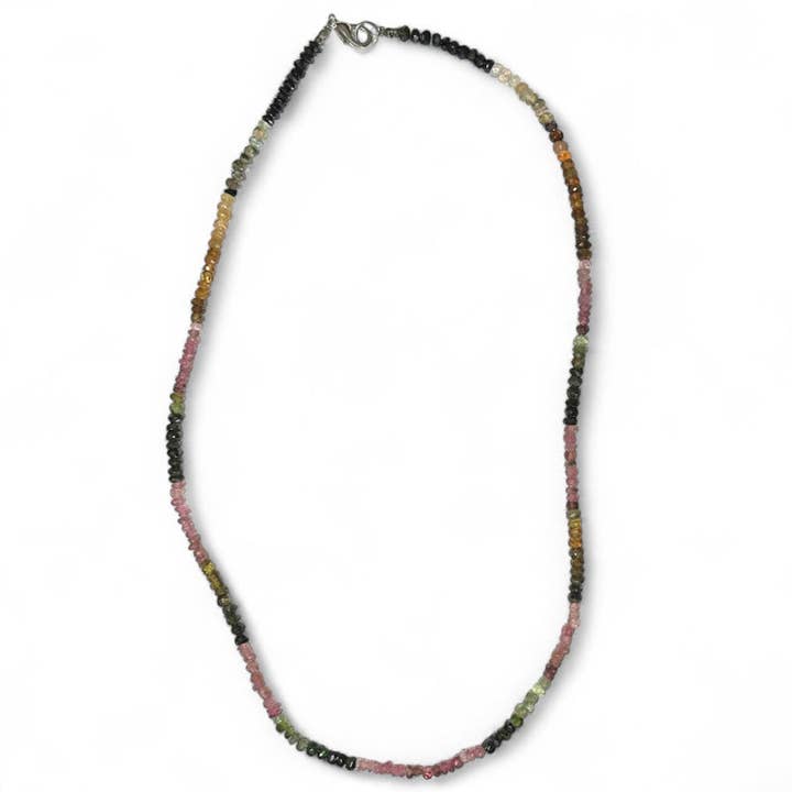 Multicolored tourmaline necklace Brazil AA (faceted beads 2-3mm) - 46cm for wholesale by La Boîte à Cailloux
