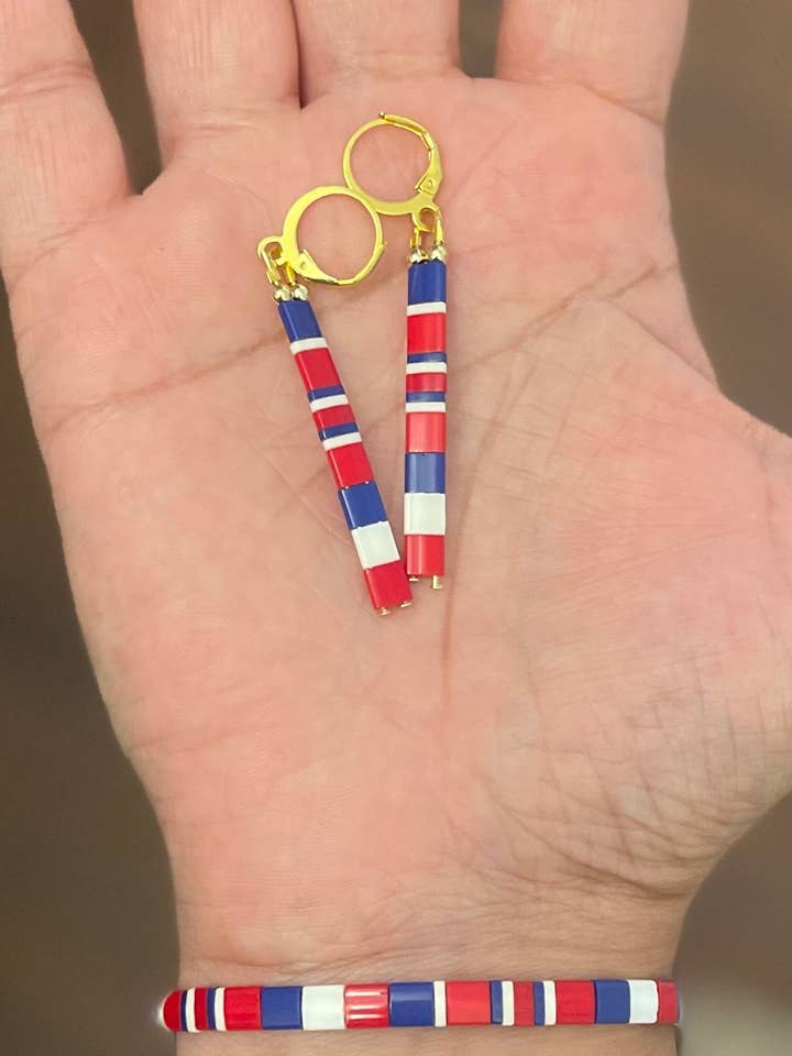 Miyuki Tila Earrings and Bracelet Set for wholesale by Dragonfly Mama Designs, LLC