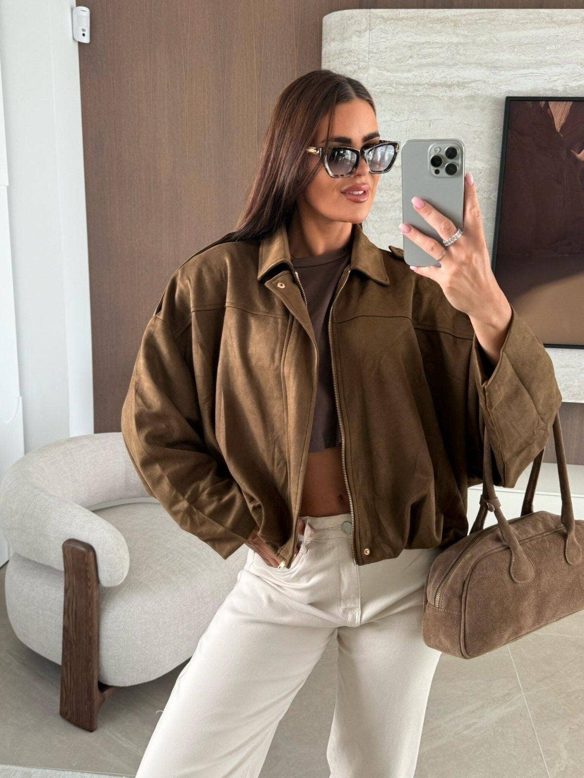 ESTEE BROWN - Venta al por mayor Chaqueta bómber - Mujer - Chaqueta amplia de ante con forro - 26170