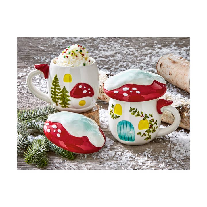 tag - Wholesale Coffee Mug - Mushroom Lidded Mug - Multi