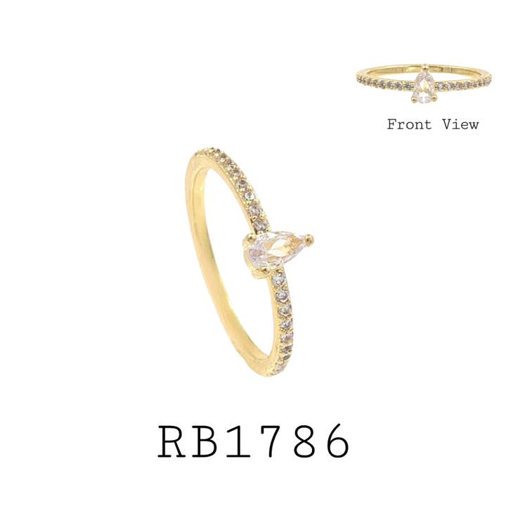 Bague de fiançailles solitaire en forme de poire en zircone cubique blanche pour la vente par Nisso & Co. NYC Jewelry Wholesale