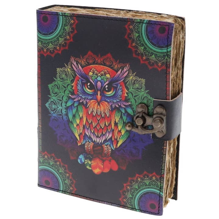 WONDER IMPORTS AUSTRALIA - Wholesale Journal/Diary - LEATHER JOURNAL - Owl Print 12cm x 17cm