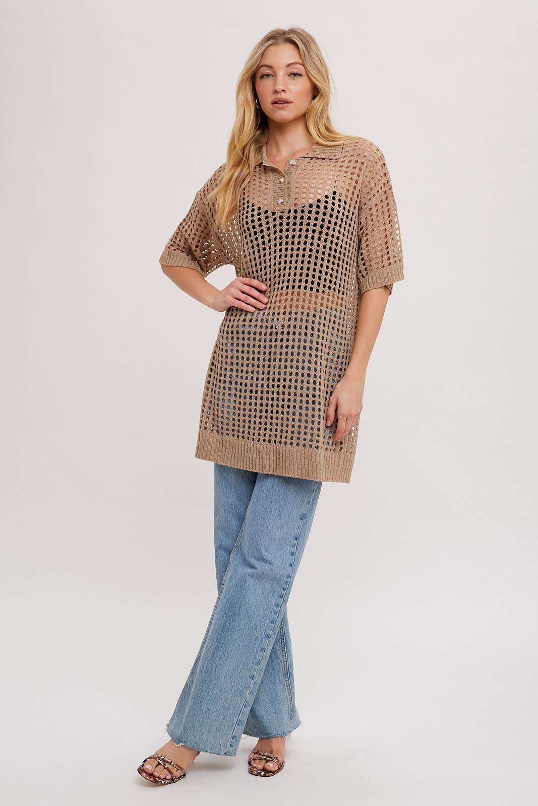 Bluivy - Wholesale Tunic - Women's - OPEN KNIT POLO SHIRT KNIT TUNIC17