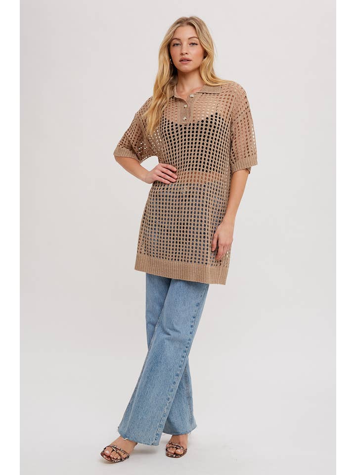 Bluivy - Wholesale Tunic - Women's - OPEN KNIT POLO SHIRT KNIT TUNIC17