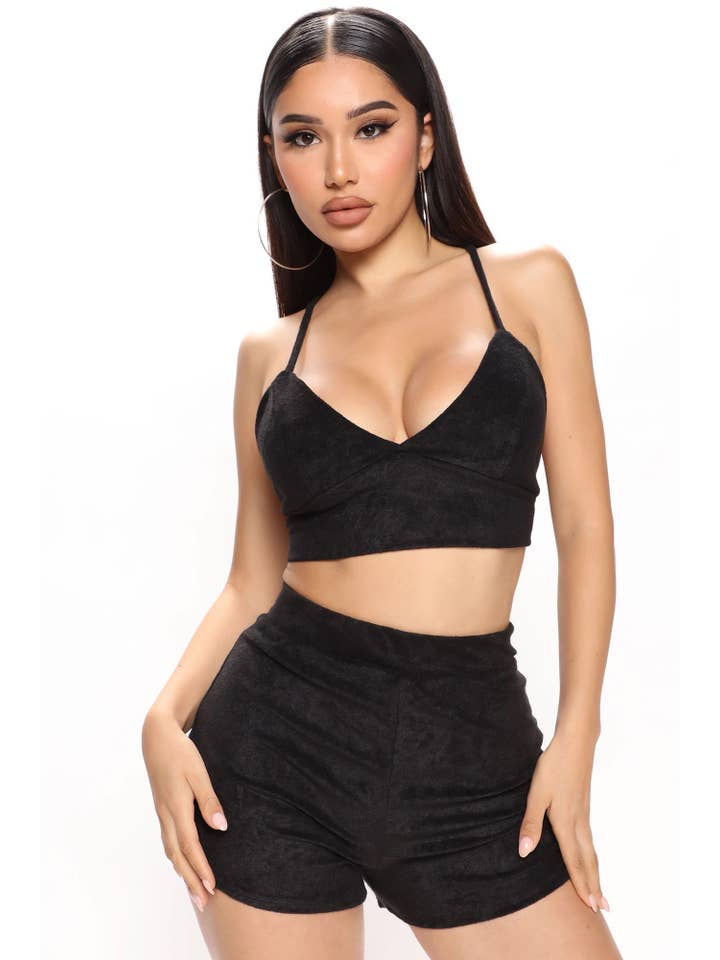 5besties inc - Wholesale Lounge Set - Women's - TERRY TOWEL BRALETTE AND MINI SHORTS SET1