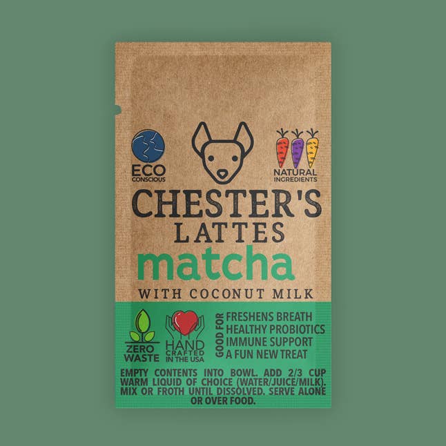 CHESTER'S MATCHA LATTE DOG TREAT for wholesale by Chester's Dog Treats, LLC