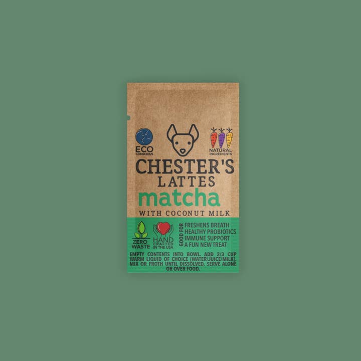 CHESTER'S MATCHA LATTE DOG TREAT for wholesale by Chester's Dog Treats, LLC