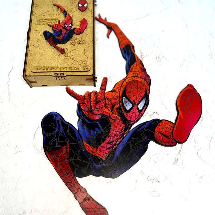 Max Woody™ – Engroshandel Puslespil - Børn – Træ puslespil Unikke figurer Spider Man L Størrelse10