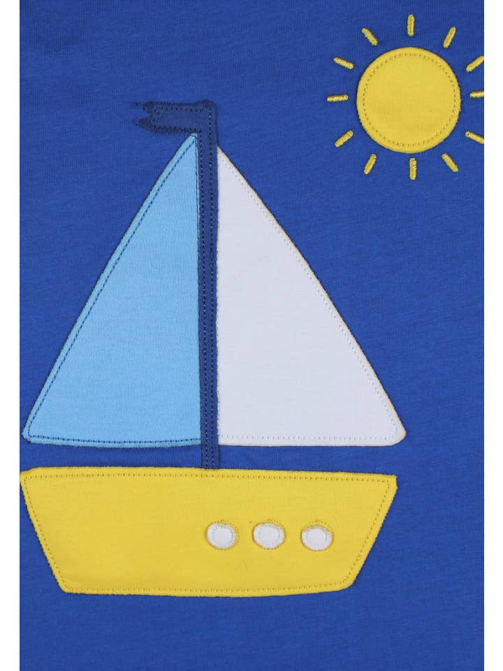 Toby Tiger - Wholesale T-Shirt - Kids - Organic St Ives Boat Applique Short Sleeved T-Shirt