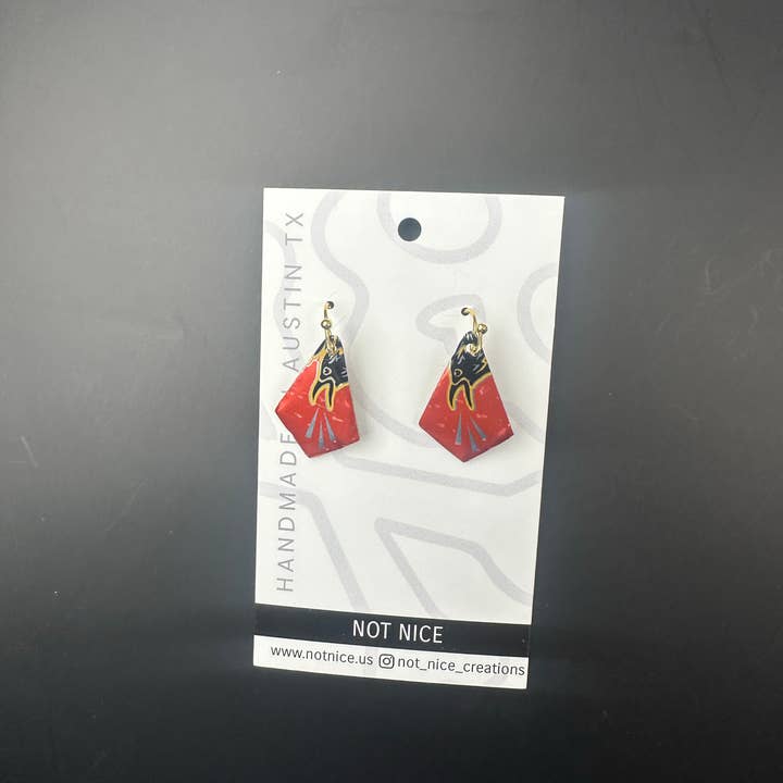 Not Nice - Wholesale Dangle Earrings - Mixed Set of 12 Upcycled Craft Beverage Can Dangle Earrings0