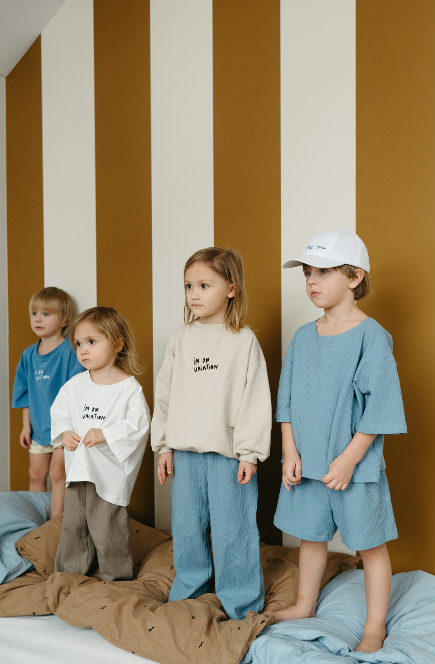 millawkids – wholesale T-shirt - Barn – Bred blå våffla tee1