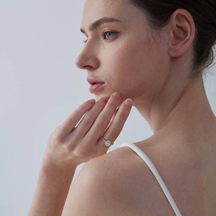 Perimade & Co. LLC - Wholesale Engagement Ring - Oval Moissanite Halo Engagement Ring in 925 Sterling Silver5