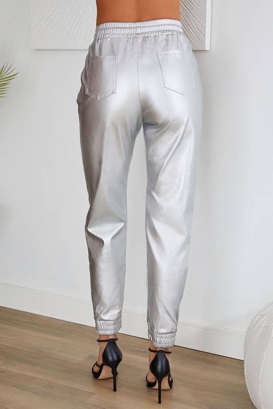 VENTI6 - Wholesale Lounge Sweatpants/Joggers - Women's - PU DRAWSTRING CUFFED JOGGER WITH POCKETS (90110-PU)6