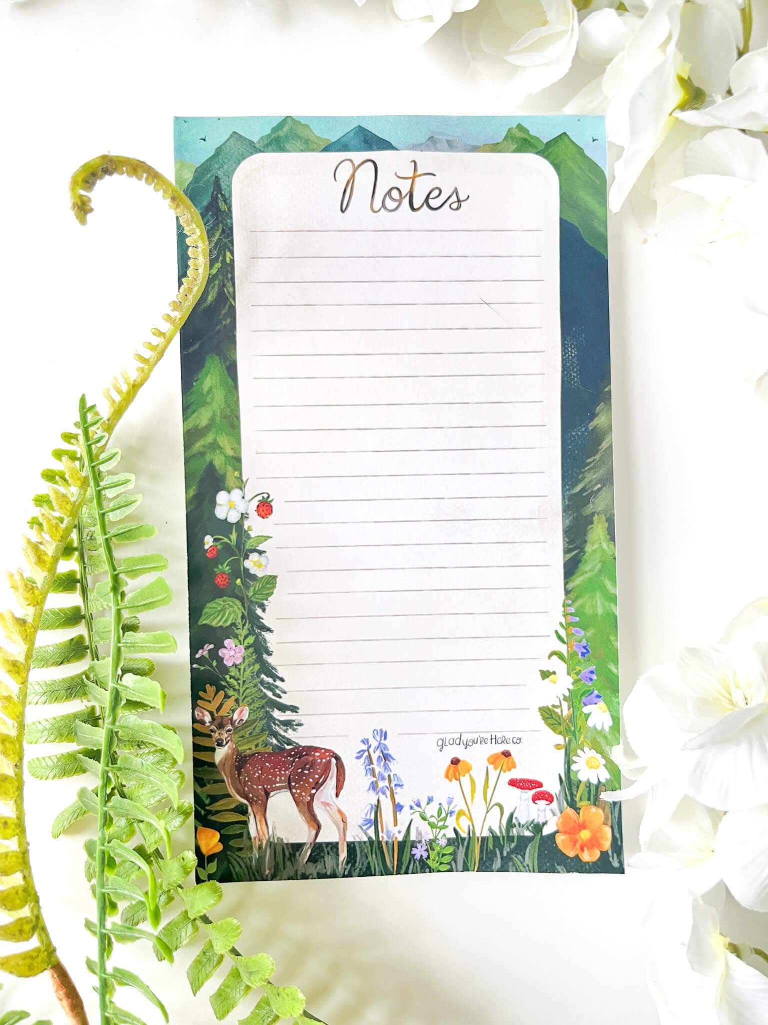 glad you're here co - Wholesale Notepad - Woodland Deer Notepad1