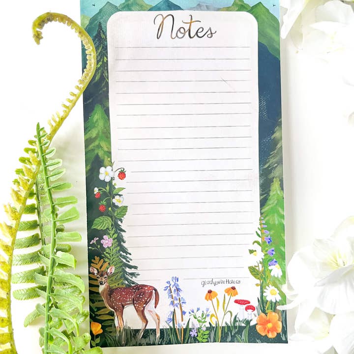 glad you're here co - Wholesale Notepad - Woodland Deer Notepad1