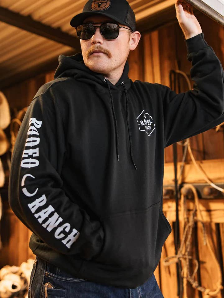 Chandail à capuchon Rodeo Ranch Branding Logo - Noir pour la vente par Rodeo Ranch