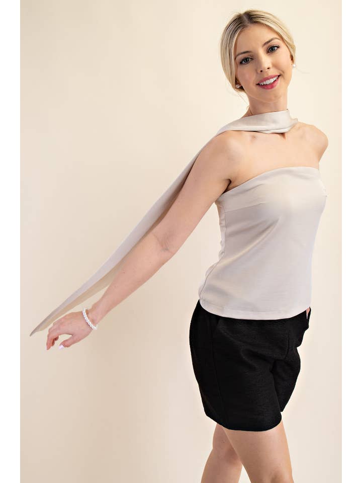 Glam - Wholesale Blouse - Women's - Straight Neckline Scarf Top
