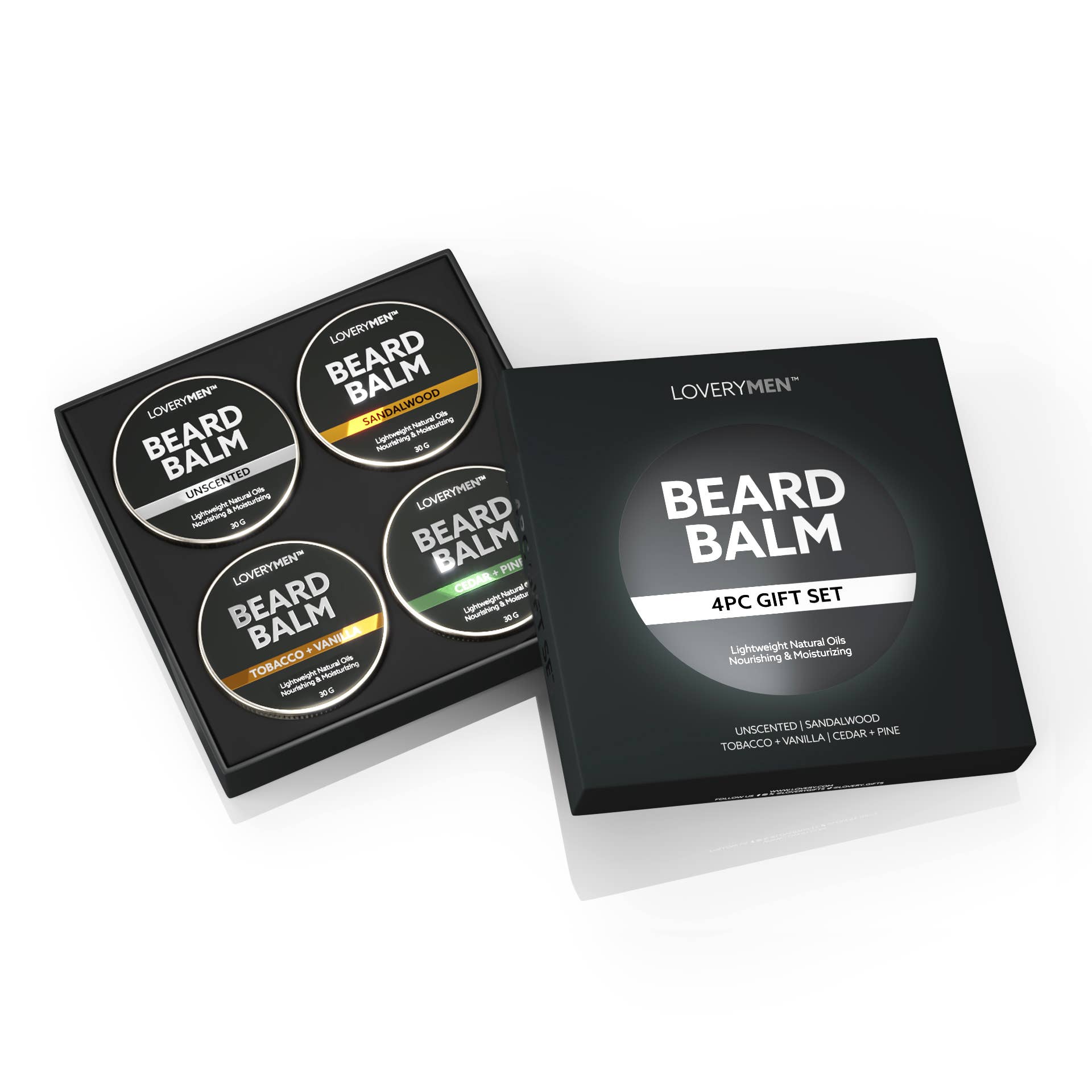 Lovery - Vente Soins pour barbe - Coffret cadeau de baume à barbe LOVERYMEN 4 pièces - Cadeau de toilettage premium1