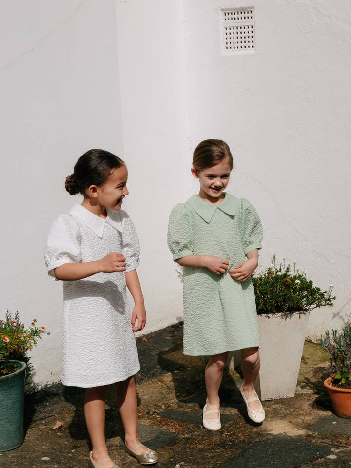 Frida Dress in Mint for wholesale by IMOIMO KIDS