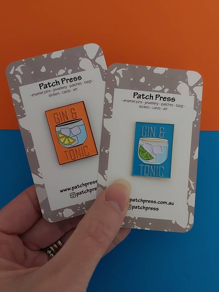 Gin and Tonic Cocktail Enamel Pin for wholesale by Patch Press