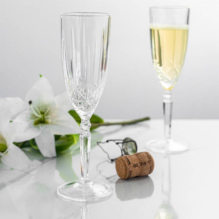 Rinkit Ltd - Wholesale Champagne Flute - RCR Crystal Orchestra Cut Glass Champagne Flute - 200ml