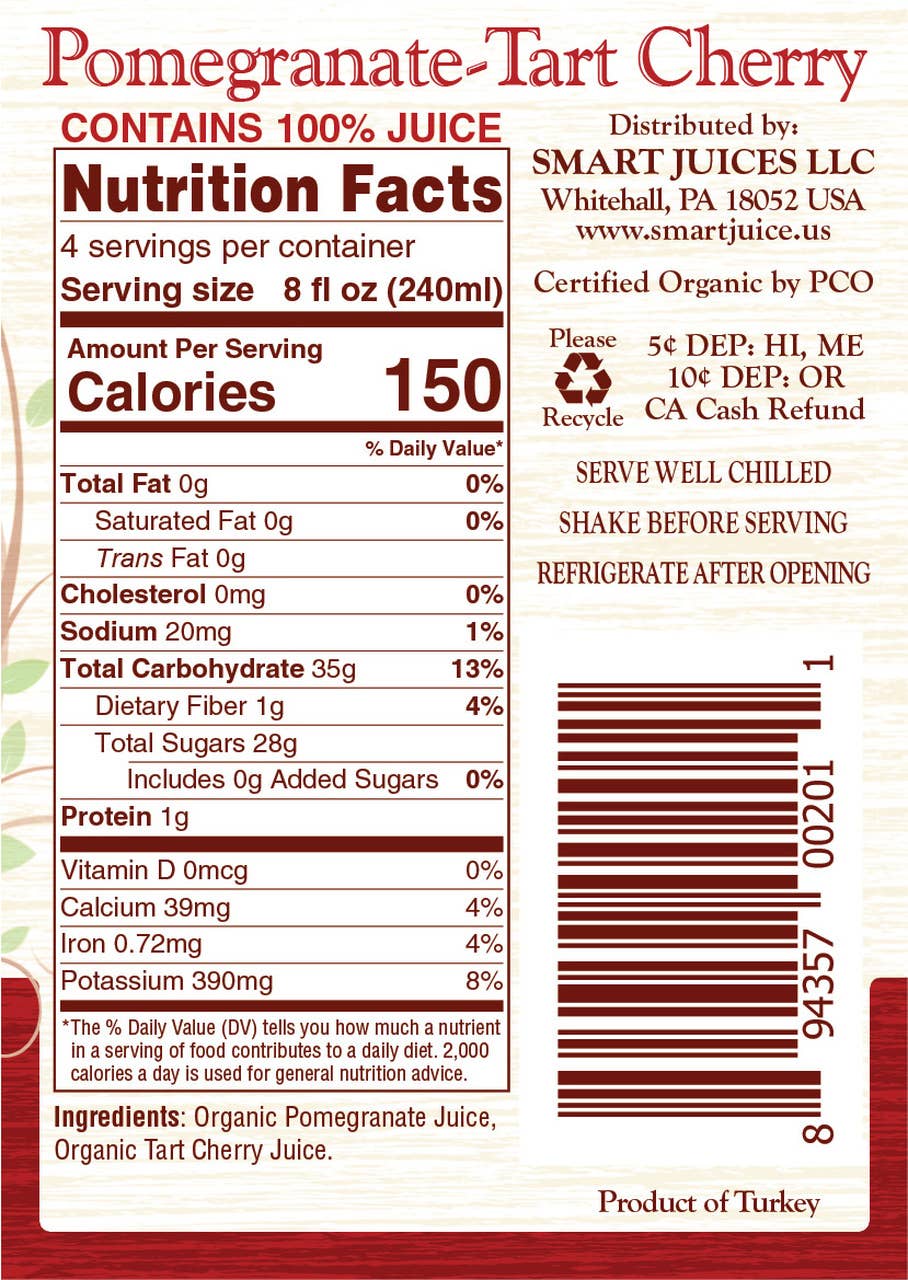 Smart Juice - Wholesale Fruit Juice - Organic Pomegranate-Tart Cherry Juice Blend2