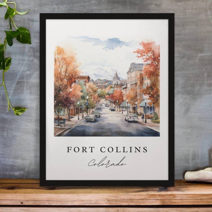 Premium Travel Art - Wholesale Art Print - Fort Collins CO wall art - Colorado, Fort Collins poster print, Fort Collins Wedding gift, Birthday present, Custom Text, Perfect Gift