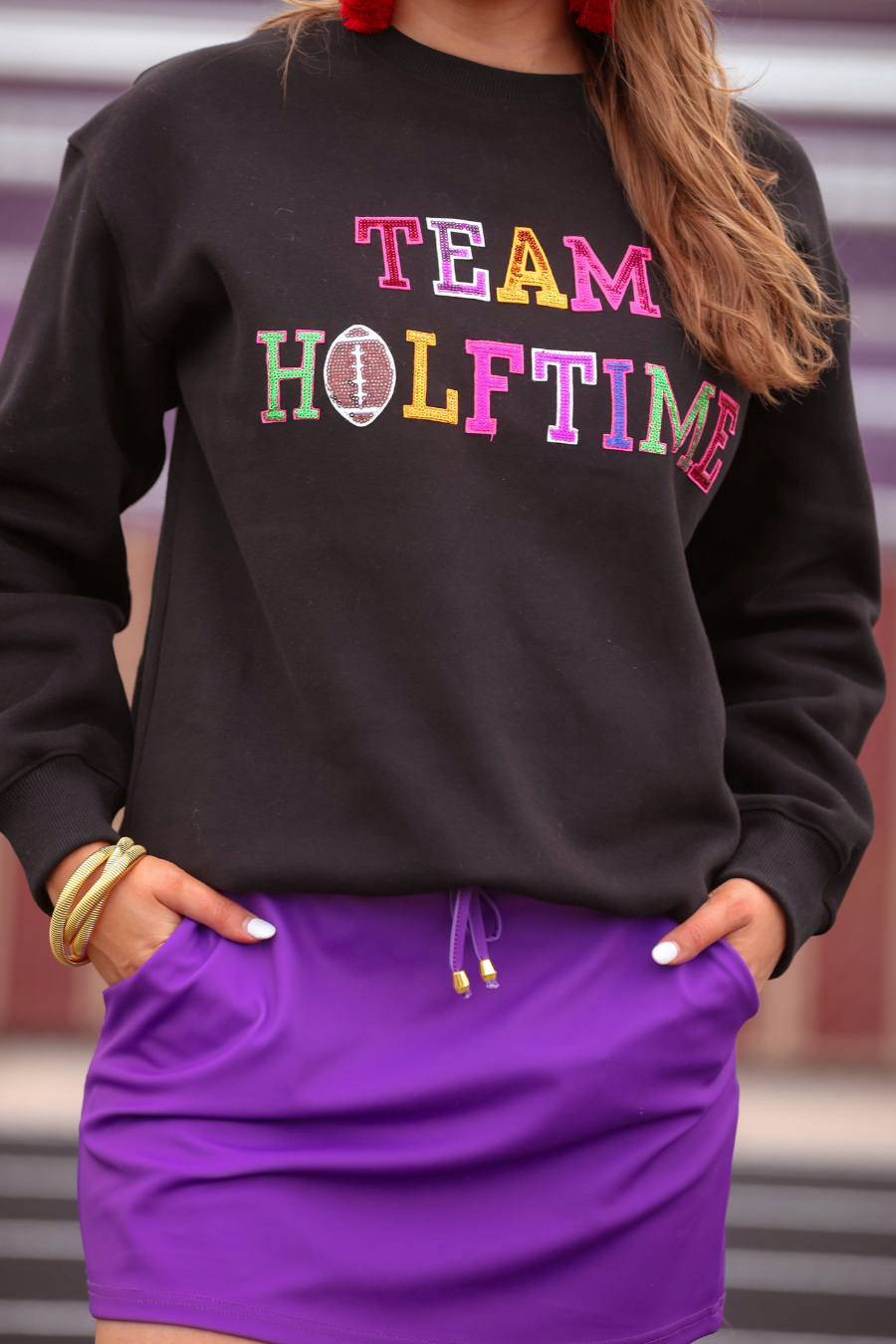Black Team Halftime Patch Sweatshirt for wholesale on Faire0