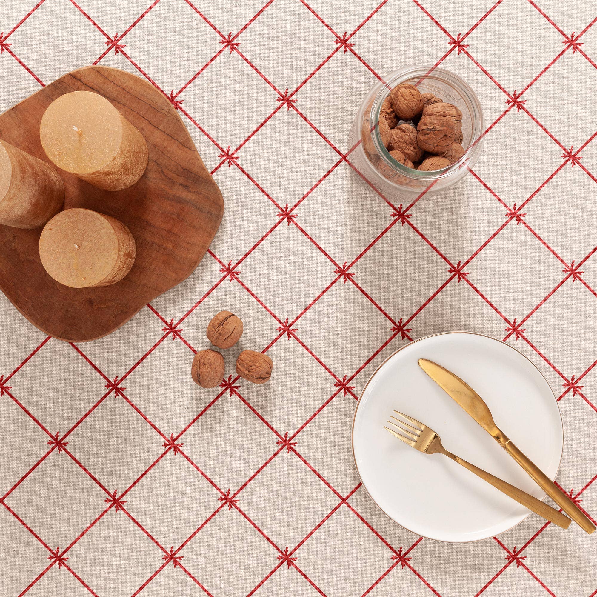 GAMUSI – Großhandel Tischdecken – Jacquard-Tischdecke Weihnachten weiches Leinen CRISSOM1