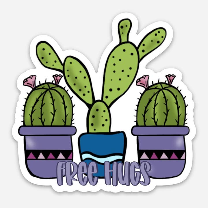 Autocollant en vinyle et autocollant pour bouteille d'eau gratuits Hugs Cactus pour la vente par TK Lettering