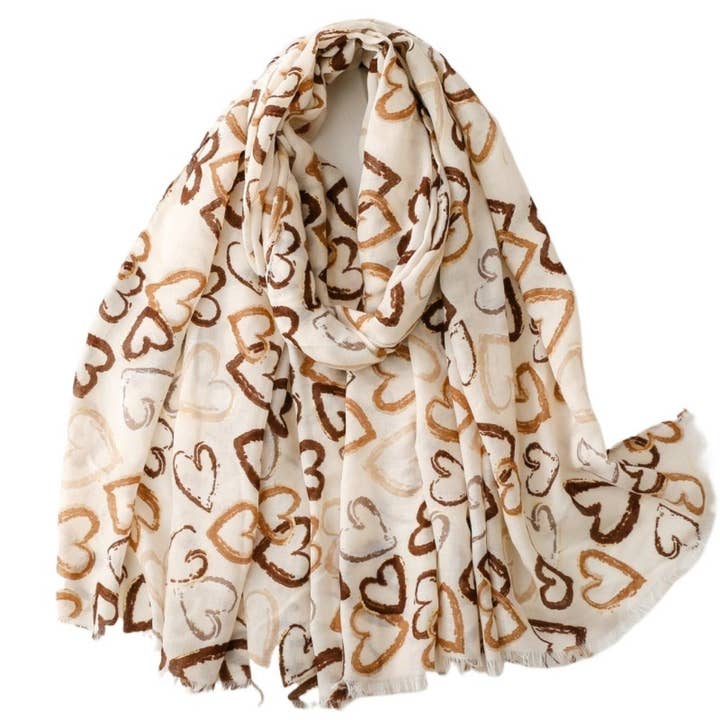 Scarvii - Bufanda Larga con Estampado de Corazones Elegantes - Fina y Divertida para venta al por mayor de Funkyrel® Atzbranding Limited