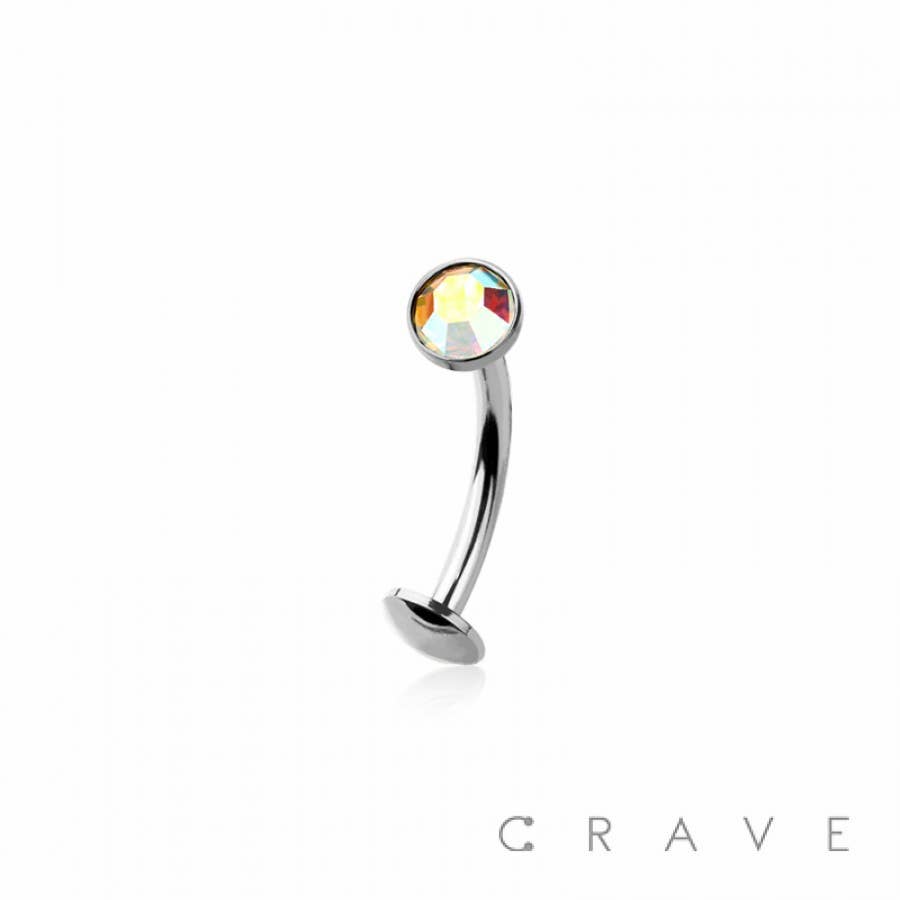 CRAVE - Wholesale Belly ring - BEZEL CZ GEM 316L SURGICAL STEEL THREADLESS FLOATING BELLY B5