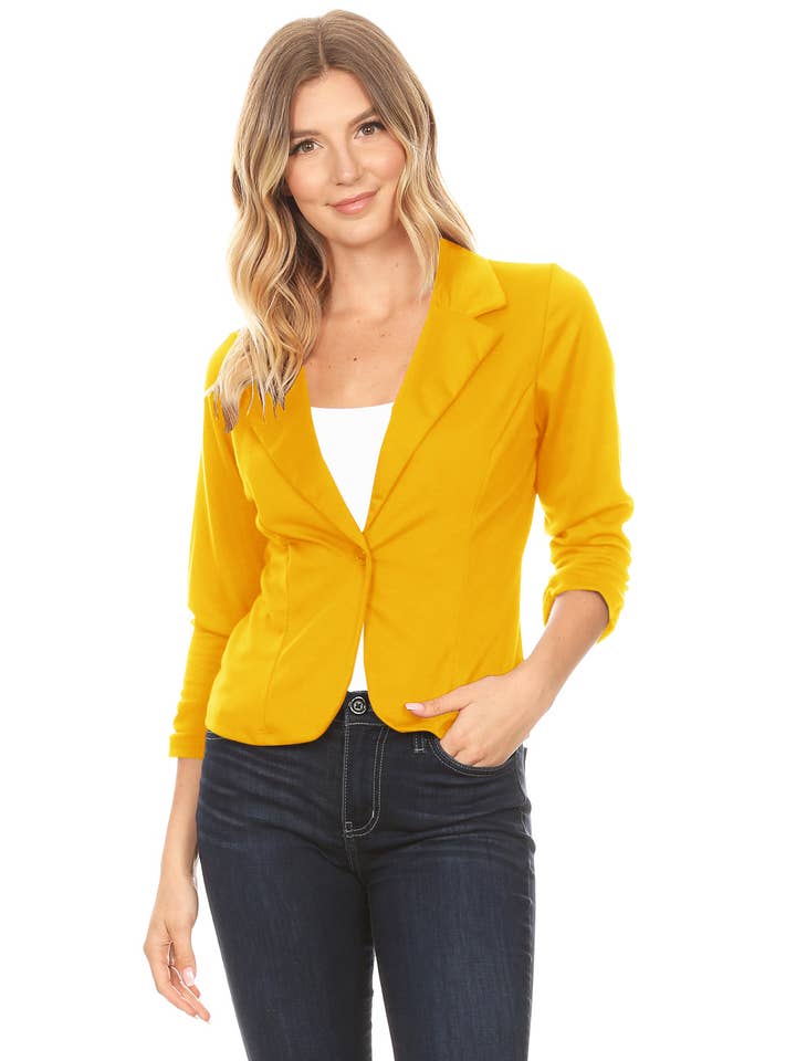 MOA COLLECTION - Venta al por mayor Blazer - Mujer - Blazer largo hasta la cintura con cierre de un botón para mujer (paquete abierto)28