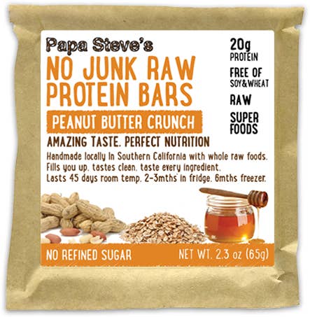Papa Steve's No Junk Raw Protein Bars - Wholesale Snack bar - Peanut Butter Honey Crunch