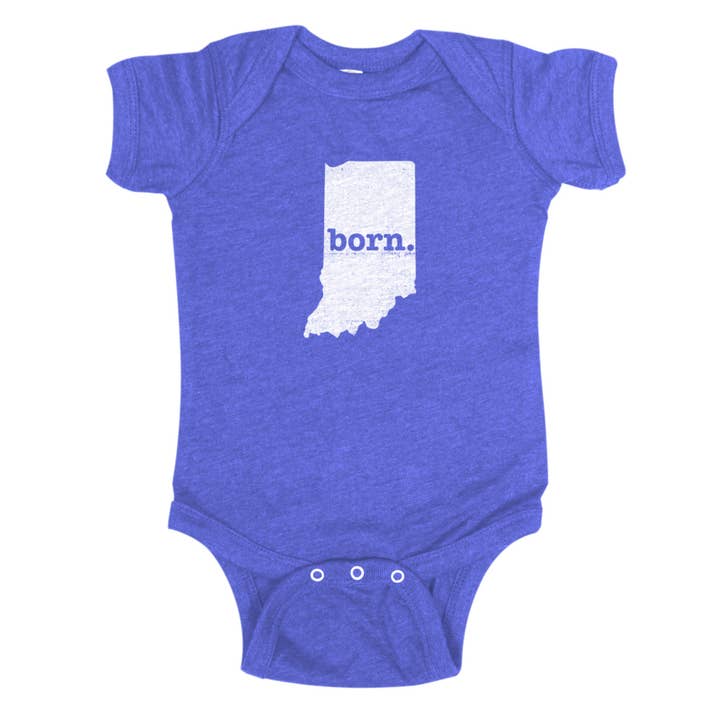 born. Baby Bodysuit - Indiana for wholesale by Home State Apparel